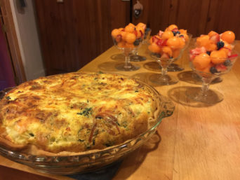 Mediterranean Quiche and fruit in parfait glasses... breakfast at the 1795 Acorn Inn in Canandaigua is always included in your stay