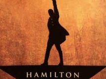 Photo of the logo for Hamilton, the play, which toured Rochester, NY