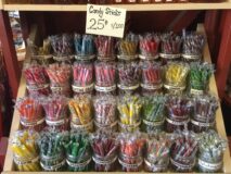 Sweet candy sticks in glass jars at Joseph's Wayside Market in Naples, NY
