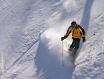 person skiing down snowy slope... Bristol Mountain is just a few minutes drive from the 1795 Acorn Inn Bed and Breakfast